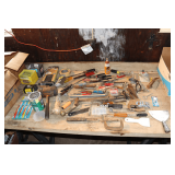C-Clamps, Screwdrivers, Deck Screws, Drywall Sanding Screens, Pliers, Ball Peen Hammer, Striker, and Misc.
