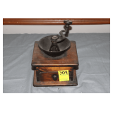 Antique Cast Iron and Wooden Coffee Grinder
