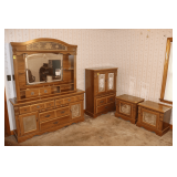 (2) Single Door Nightstands, Chest of Drawers, and Dresser with Mirror
