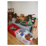 Christmas Tree, Wreaths, 2001 Stuffed Bear, Santa Figurine, Streamers, Christmas Glasses, Ornaments, and Misc. Christmas Decorations