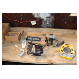 Craftsman 1/2 Inch Drill, Auto-Scroller Saw, Hand Saw, 2 Inch Nails, Extension Cord, and Misc.