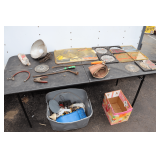 7-7 1/4 Inch Circular Saw Blades, 10 Inch Circular Saw Blade, Tire Tool, Pry Bar, Hanging Light, Sand Paper, and Misc.