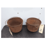 (2) 9 Inch Cast Iron Footed Kettle