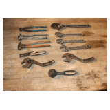 (3) Craftsman Adjustable Wrenches, Fencing Pliers, S-Shape Adjustable Wrenches, and Misc.