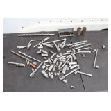 (2) 1/2 Inch Drive Sockets, 3/8 Inch Craftsman Ratchets, Extensions, 3/8 Inch Drive Sockets, and Speed Wrench, Ratchets, and Misc.