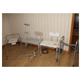 (2) Shower Seats, (4) Crutches, Walker, and Potty Chair