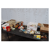 600 V Electrical Wire, Sabre Saw Blades, Detail Wire Brushes, Rivets, (3) 25 Ft. Pittsburgh Measuring Tapes, .080 Inch Trimmer Line, 2 1/4 Inch Nails, Jigsaw Blades, Hot Glue Gun and Sticks, and Misc.