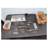 3/8 Inch Drive Extensions, 3/8 Inch Drive Ratchets, Drawing Set, Deep Well Sockets, and Misc.