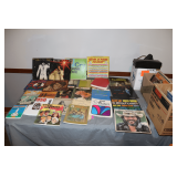 Elvis Records, Music Books, Records, Cassettes, Radios, Chargers, (4) Proficient Speakers, and Misc.