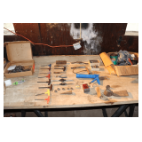 T-Handle Allen Wrenches, Pliers, Caulk Gun, Chuck Keys, Tap and Dies, Drill Bits, Pencil Sharpener, Camel Lighter, and Misc.