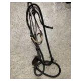 Nylon halter and lead rope with braided nose band
