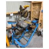 Channel lock brand tool stand with additional roller and heavy duty Dewalt mitre saw