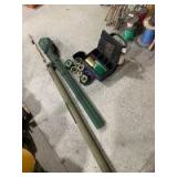 Saint Croix avid fishing rod, BW fishing rod carrier and Orvis tackle bag with fly fishing equipment including five reels