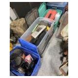 four totes of various treasuresâ€¦ Gun cleaning kits, fishing items, shop sprays and liquids, vet items