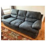 2 year old blue suede style sofa