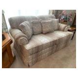 Hickory Hill neutral colored two cushion loveseat 55 in wide matches next lot