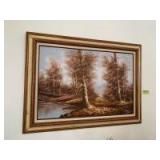 Two large over the sofa paintings Mountain scene measures 31x45, forest scene measures 32x44 These could have possibly been purchased from the guy with the van down on the corner