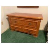 Most likely a handmade cedar chest measures 20in deep x 44in wide x 25 in tall Has a lift lid and two lower drawers all of which are cedar lined