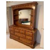 Webb Furniture eight drawer triple dresser with removable bookcase Measures 18 deep x 64 wide x 77in tall and it is two piece unit