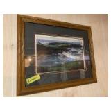 Three prints,  an ocean scape golf course print,  a European boat and fisherman print and a S/N building (Des Moines maybe?) by Stevenson 178/550