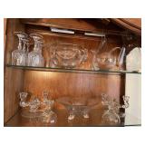 Wheel etched pitchers, acid etched Fostoria