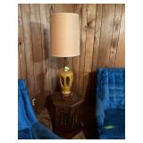 6 sided end table and ceramic lamp