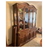 2pc Thomasville lighted oak hutch 18D x 66L x 84H No contents