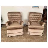Pair of tan swivel platform rockers