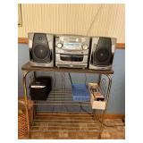 Phillips boom box radio, cassettes, cds and retro chrome leg stand