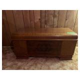 Dillingham Bluebird Cedar Chest bought in 1941 w/original card from Private Elmer H*** to Miss Ina K*** for XMas 1941
