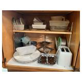 Glass baking dishes, toaster, relish tray and more cupboard 'E'