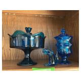 3 pcs blue glass