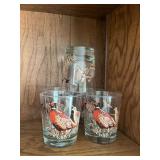 5 whiskey tumblers w/ pheasant mottif