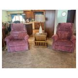 Pair of mauve La-Z-Boy Recliners Table & lamp not included