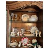 Anniversary glassware, collector plates, Frankoma Oklahoma Plate, cream and sugar sets etc...