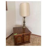 Modern end table w/ storage under 26' square and table lamp