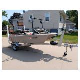 Twin Troller X10 boat on a Smith Trailer, Minn Kota Endura 50# thrust trolling motor, battery, charger, front and rear seats, Lowrance hook 3X transducer/fish finder  **WIRE TRANSFER REQUIRED FOR PAYM