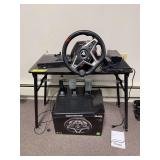Thrustmaster hybrid drive steering wheel and pedal set w/ “desk” This will attach to master unit in lot 15225