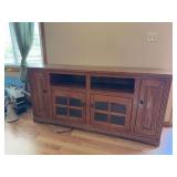 17D x 66L x 32H modern oak media center NO CONTENTS