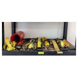 Various rachet straps, hooks, chain binder, etc...