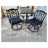 Cast aluminum? patio table and 2 chairs
