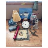 Wall clock, table lamps, tablecloths, dvds, Pente game, picture frames, etc