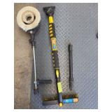 Rotary pressure washer brush and spray tip, extendable ice scraper/brush