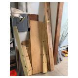 Various lumber, 3 cedar deck beds, plywood etc...