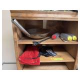 Stainless steel wok, Camp Chef leather gloves, skewers etc...