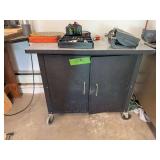 2 door steel rolling cabinet, drill handles and miter clamps NOTHING ON TOP