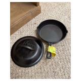Cast iron skillet, Lodge 5' cast iron lid and round grate