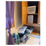 First aid, medical supplies, bathroom stuff, pill boxes etc...