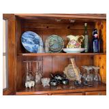 Wine glasses, Fenton Little Brown Church plate,  Haviland china for 7 and more