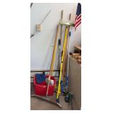 Broom, squeegee, bottle jack, window wash bucket etc...